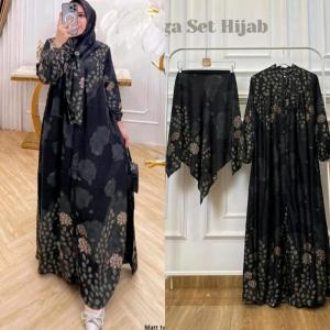 Gamis Lavanya Set Bergo Mat Rayon Premium Gamis Busui Frendly Outfit Wanita Muslimah Kekinian Ootd Kondangan Dress Gold Ootd Hijab Style