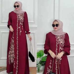 NAYSILA GAMIS BORDIR BAHAN CRINKLE TERBARU 2025 (M L XL XXL XXXL)