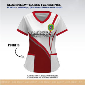 BHW Womens T-shirt Barangay Health Worker Tops Nurse Uniforms Full Sublimation T-Shirt for Women  Quick-drying Scrubs With Pockets