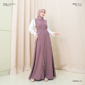 HAYNA Millie Dress (Rose Taupe) - Daily Dress 2 in 1 Style Busui Friendly Gamis Wanita Muslim