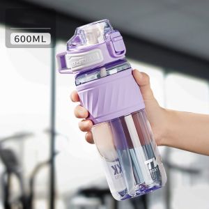 TKK ขวดน้ำเด็กพกพาไปโรงเรียน 600ml พร้อมหลอดดูด 2in1 กระติกน้ำเด็กยกดื่ม Tritan bpa free