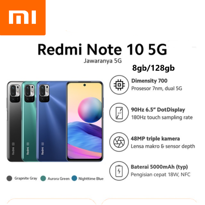 Xiaomi Redmi Note 10 5G Ram 8/128gb Fullset Bergaransi Smartphone