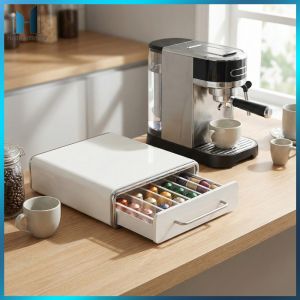 【Homelements】 1-Tier Coffee Pod Holder Easy To Clean K Cup Organizer Storage Box Rustproof for Home Office Hotel Kitchen Dorm Counter