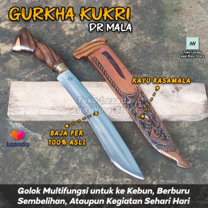 Golok Baja Asli Super Tajam Golok Kebun Ceblok Kukri Ukir Panjang 45cm
