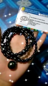 Kalung Mutiara Hitam Oval Asli Air Tawar Dengan Sertifikat