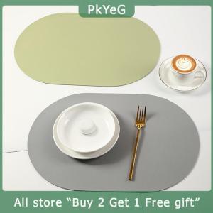 [COD] PkYeG KITCHEN Leather Placemat Oval Oil-Proof Table Mat Home Dining Kitchen Table Placemat Design Dining Waterproof Heat Resistant Home Decor
