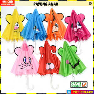 PAYUNG ANAK KARAKTER LUCU KOREA PEREMPUAN UMBRELLA KIDS LAKI LAKI MOTIF KUCING UNIK IMPORT A1