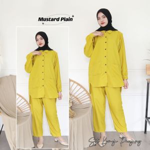 LDO One Set Daily Kemeja Panjang / Daily Set Outfit Kemeja Lengan Panjang Polos