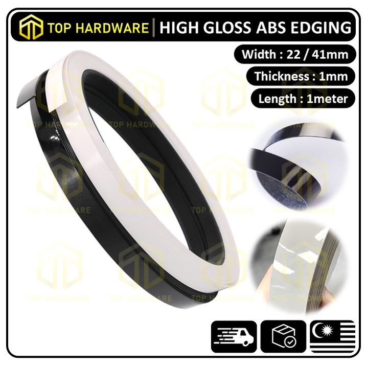 TOP🇲🇾 1mtr High Gloss White & Black ABS Edging Banding for Wood Plywood