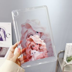 For Samsung Galaxy Tab A7 Lite (2021) 8.7" SM-T220 SM-T225 SM-T225N SM-T227 Tablet Protective Case Fashion Painted Girl Pattern Princess Transparent Acrylic Back TPU Fit Cover