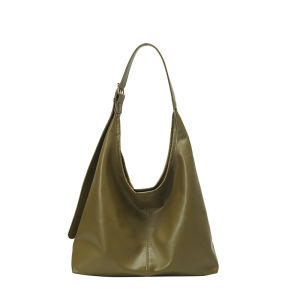 Korean PU Leather Tote Bag Women Shoulder Bag Large Capacity Casual Underarm Bag Solid Color Retro Casual Commuter Adjustable Strap Sling Bag
