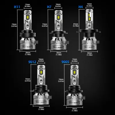 Novsight 1 Pair (2pcs) A500 N37 H4 H7 H1 H3 9012 H11 9005 HB3 9006 HB4 120W / pair 22000LM high low beam high beam LED headlight bulbs for Car white Color 6500k LED headlight kit