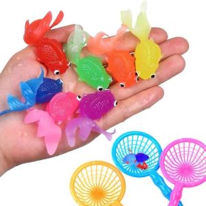 5Pcs/Set Fake Simulation Rubber Goldfish Crab Tortoise Aquarium Decoration Baby Bath Water Toys for Kids Toddlers Bathing Shower Gifts