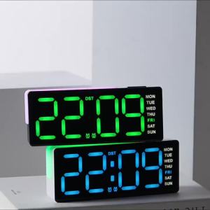 USB Port LED Digital Alarm Clock Atmosphere Light Date Teperature Week Display DST Snooze Table Clock 12/24H Brightness Adjustment