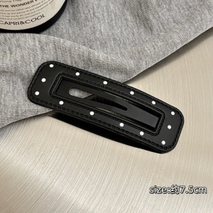 grace Y2K Black and White Leather Hairpin Polka Dot Star/Cloud Hair Clip Girls Side Bangs Hairpin