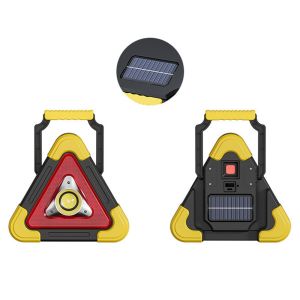 MUQZI High Brightness Roadside Warning Light 4 Modes 2-IN-1 Triangle Warning Sign Car Emergency Light Solar Portable Flashing Light on Hand Road Safety