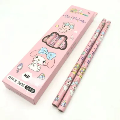 Pensil 12pcs / Pena Mekanik 6pcs Set Kartun Sanrio Kuromi Alat Tulis Anak Sekolah ULI022