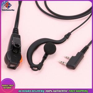 Vodool 2 Pin Walkie Talkie Headset Earphones K-Plug PU Wired Earhook Headset Dual PTT G Type with Microphone for Kenwood Baofeng 888S TYT