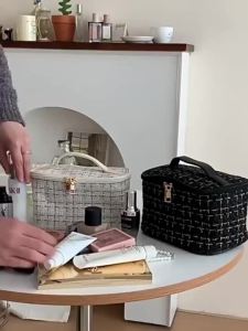Túi đựng đồ trang điểm vải t sức chứa lớn phong cách Hepburn dành cho nữ- stylish & roomy
