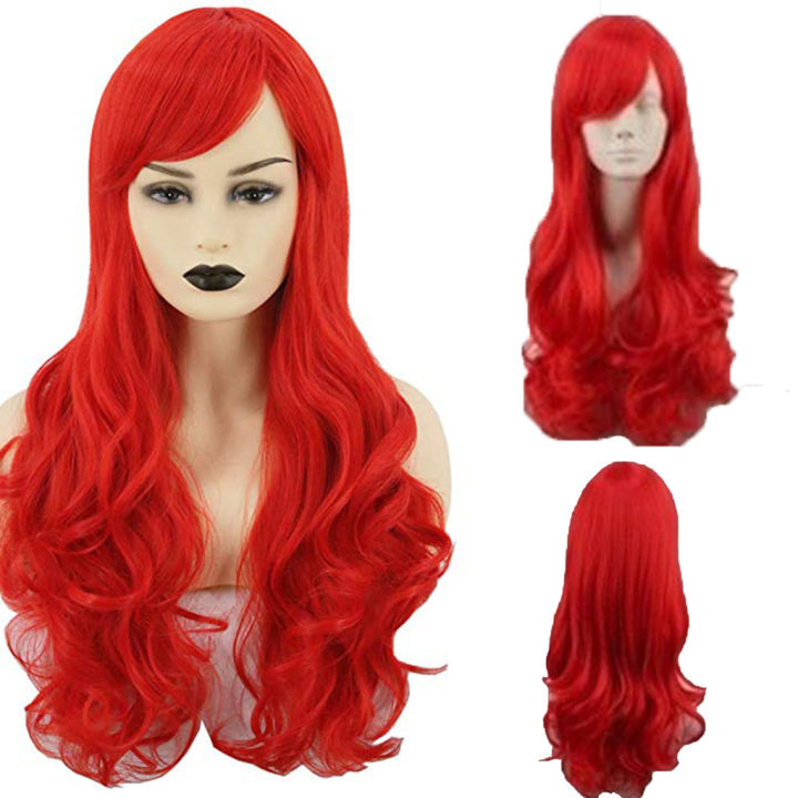 Little Mermaid Ariel Wig Wavy Cosplay Wig Synthetic Long Red Curly