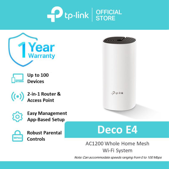 TP-Link Deco E4 AC1200 Wi-Fi 5 Dual Band Whole Home Mesh Seamless ...