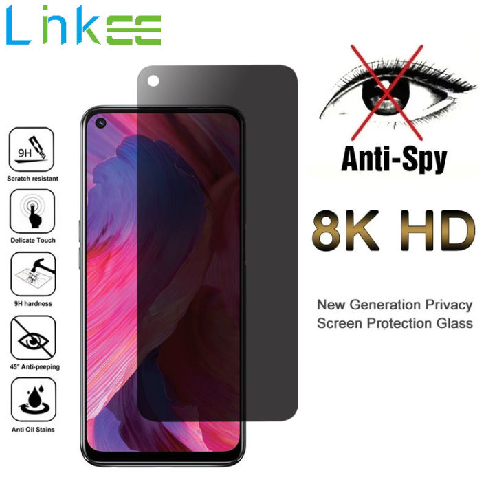 Black Privacy Tempered Glass For OPPO A74 A54 A94 A12 A5 A9 A15S