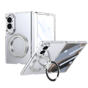 For Samsung Z Fold 4 5 6 7 Case Z Fold 8 Ultra Hard Cover Clear Scratch Resistant Glass Screen Protector Aluminum Stan