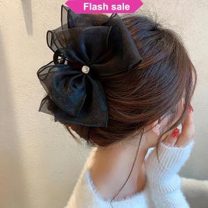 Flash Sale Fashion Tulle Big Bow Hair Claw Clips for Women Elegant Bowknot Hairpin Ponytail Clip Sweet Headdress Hair Accessories