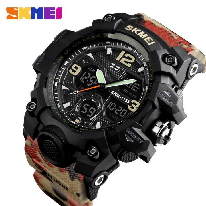 SKMEI Men Sport Watches Digital Chronograph Dual Display Alarm