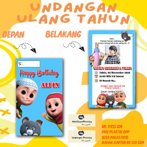 Undangan Ulang Tahun Anak NUSA DAN RARA Custom Karakter  Free Foto Design dan Plastik