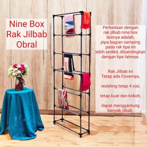 NINE BOX RAK GANTUNG PENYIMPANAN JILBAB ANTI DEBU DENGAN SARUNG PLASTIK TRANSPARAN