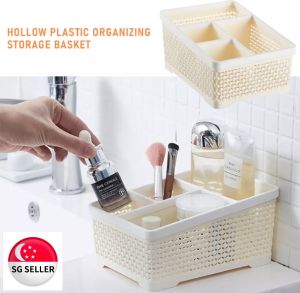 [SG SELLER] Cosmetic Storage Box Dressing Table Cosmetic Box Partition Desktop Plastic Skin Care Product Rack Stationary office home