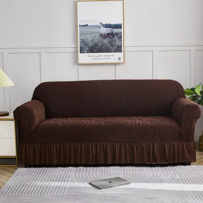 Vỏ ghế sofa 1/2/3/4 Chỗ NgồiVỏ ghế sofa phòng khách chống trượt với váy ren hình chữ LVỏ bọc ghế sofa chạm khắc cation