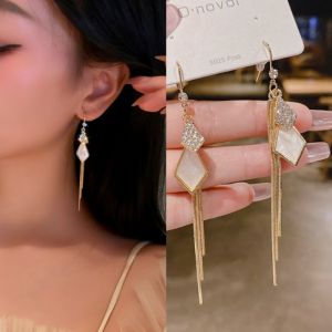 Long Tassel Earrings S925 Korean Fashion Long Earring Retro Light Luxury Original Jewelry for Women Dangle Drop Earring Subang Girt for Girl