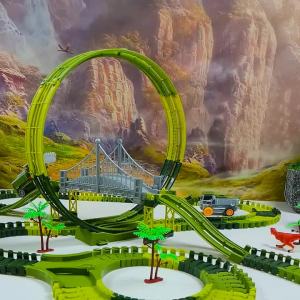 Electric Engineering Car with Magic Climbing Race Track Dinosaur Car Flexible Educational Track Car Puzzle Toy for Children