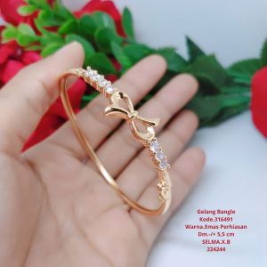 Gelang Tangan Bangle Wanita Titanium Xuping Perhiasan Aksesoris Fashion Lapis Emas Anti Karat GB44