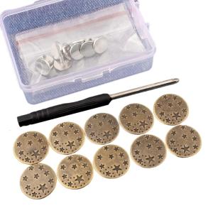10 Pcs Jeans Buttons Removable Trouser Buttons 17mm Replacement Buttons with Screwdriver for Pants and Jackets