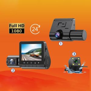 ALLUCK HD 1080P Car Mini Dashcam 3-Len Front and Rear Inside Driving Recorder Mini Black Vehicle Dash Cam for Car