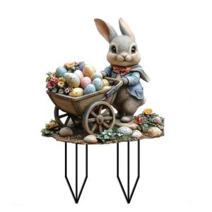 [Cheerfulhigh] Easter Bunny Garden Stake 2D Flat phục sinh biển báo sân vườn Thỏ Phục sinh VƯỜN dấu hiệu thỏ ngoài trời để trang trí phục sinh