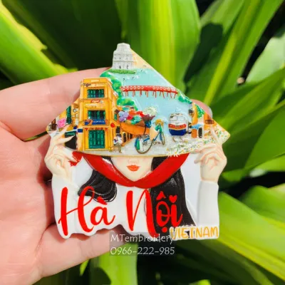 Hít dán nam châm tủ lạnh cảnh Việt Nam Hội An Halong chất liệu composite đá tổng hợp 5x8 cm Vietnam Magnet
