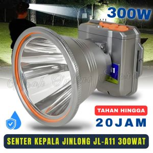 Senter Kepala JINLONG 300Watt JINLONG JL-A11 Headlamp Ring 100 300W Cahaya Putih Tahan Sampai 20Jam | Senter Kepala 15000mAh | Senter Led 300 Watt | Headlamp Super Terang 300 W ~ NOS