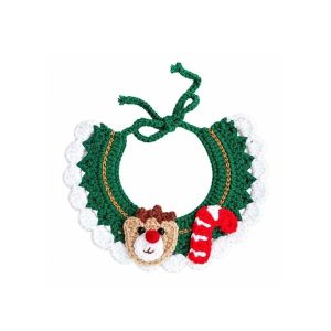 COSE Jingle Bell Christmas Pet Neckwear Yarn Red Bowknot Dog Knitted Collar Creative Pet Cap Vibrant Color Cat Santa Hat Holiday Photoshoot