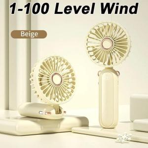 QiQi 2024New Handheld Mini Fan High Speed Turbine Fan With 100 Gear Super Quiet Strong Rechargeable