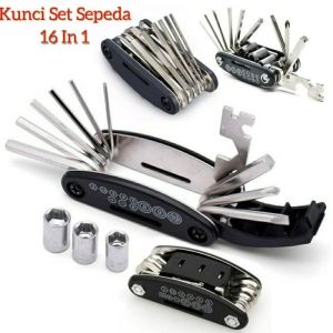 16 in 1 Kunci Shock Lipat mini Set Kunci Sepeda motor 16 Tools 16in1 Kunci 8 9 10 ring pas L Obeng