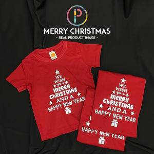 (Available for both Adults and Kids) Merry Christmas Happy New Year T-shirt - Customizable Celebration Team Family Couple Party Gift with Personalized Text/Name