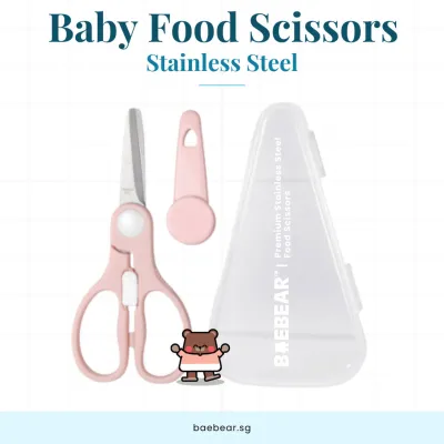 [CHEAPEST] Baby Little Bear Ceramic Food Scissors / Stainless Steel Food Scissors High Quality with Travel Case Cover Safety Lock [Baebear.sg]