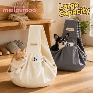 meilovmao Pet Sling Carrier Bag Breathable Foldable Crossbody Travel Pouch Wide Strap Safety Buckle