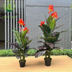 Wholesale of Large Potted Landscape Combination Ornamental Decoration of Artificial Green Plants: Canna Red Canna Strelitzia Reginae
