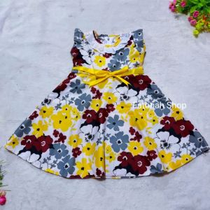 PROMO!! Dress Anak Perempuan 2-3 Tahun Motif Bunga Melati & Aksesoris