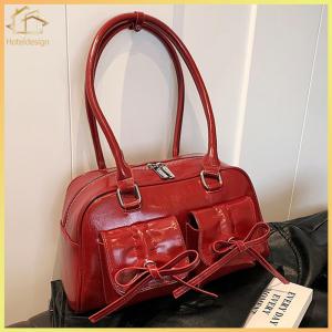 Chic Women Cross Body Bag with Bow PU Leather Casual Hobo Bag for Daily Commuting and Shopping